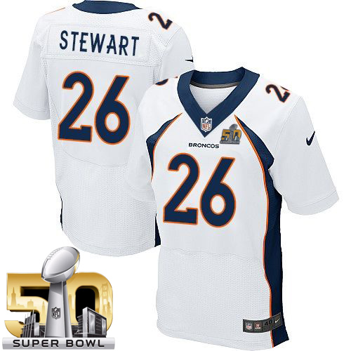 Nike Broncos #26 Darian Stewart White Super Bowl 50 Men's Stitched NFL New Elite Jersey